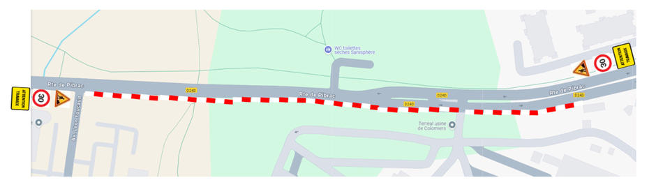 Chantier route de Pibrac à Colomiers